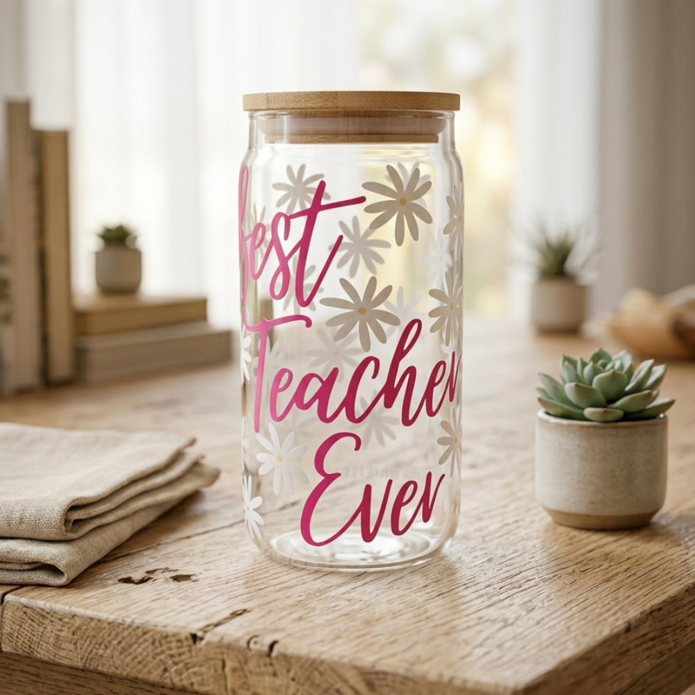 Vaso de vidrio Best Teacher Ever - Imagen 2